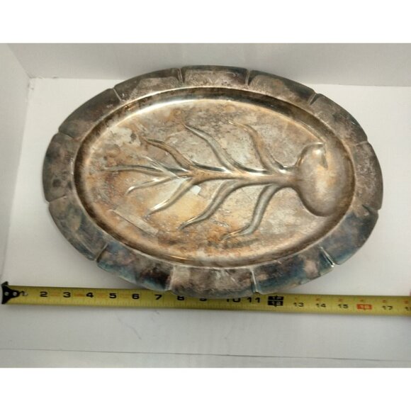 Vintage Silverplate Serving Platter Turkey Meat Tray Oval Footed Classic - Picture 2 of 6
